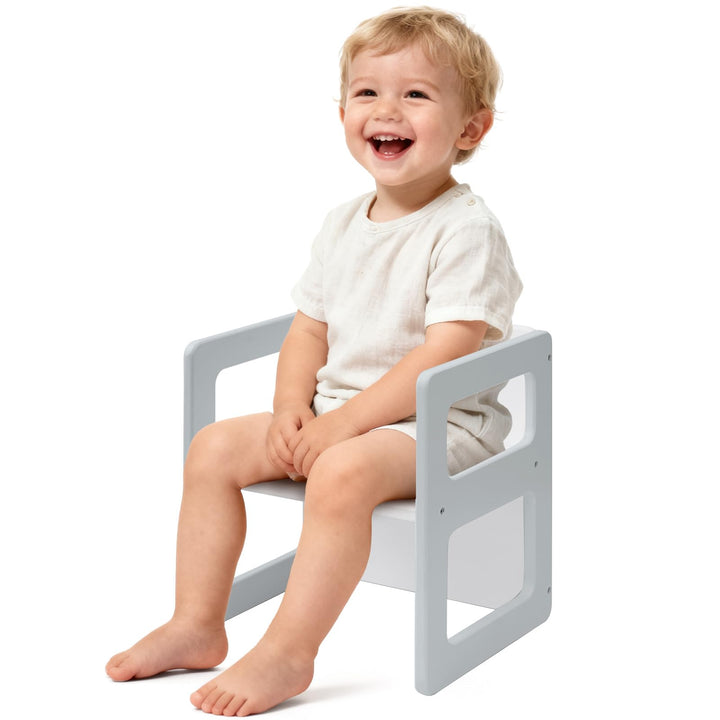 FUNLIO Höhenverstellbarer Montessori-Entwöhnungsstuhl für 1-3 Jahre, Qualitätsstuhl aus Massivholz,