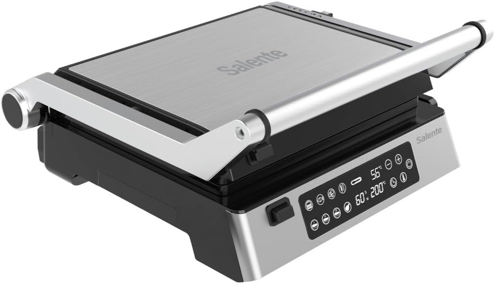 FlamePro Kontaktgrill mit externem Temperaturfühler, 8 Programme, antihaftbeschichtete Grillplatte,