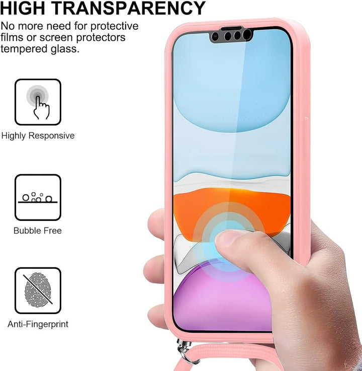 FERLAN Handykette für iPhone 17 Air Hülle mit Band,Transparent 360 Grad Rundumschutz Schutzhülle mit