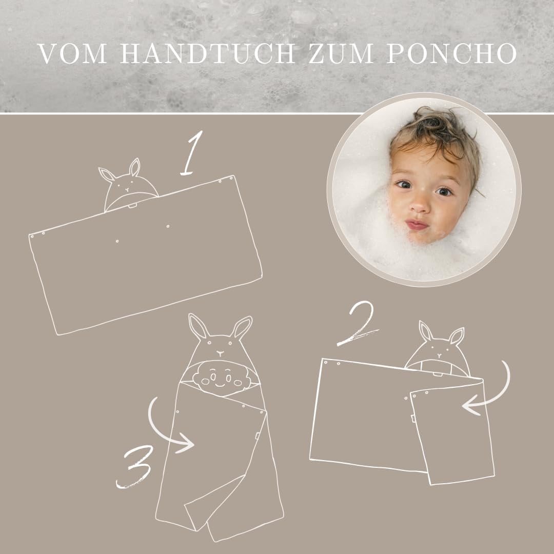 DIKOS® 2-in-1 Kapuzenhandtuch & Badeponcho Baby, Kleinkinder & Kinder Beige Braun 70x140 | Ab Geburt