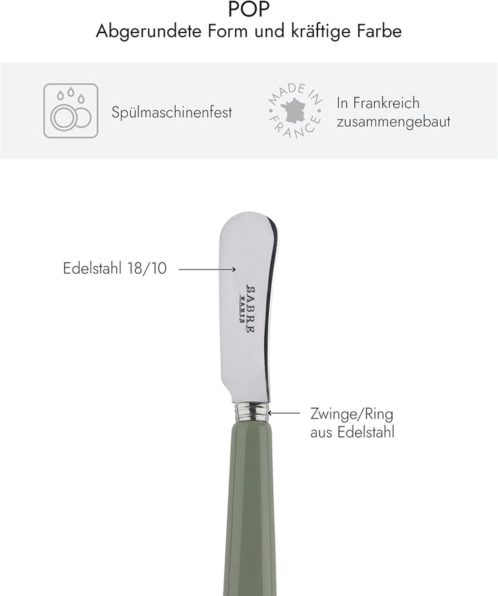 SABRE PARIS - 2er Buttermesser 14 cm - Pop - Ideal Für Butter, Aufstrich - Edelstahl &amp; Acryl - Spülm