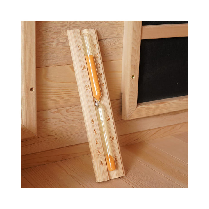 amocane Sauna-Sanduhr, 15 Minuten, Sanduhr, Sauna-Zubehör, Holz, drehbarer Timer (Hemlock-Holz) Oran