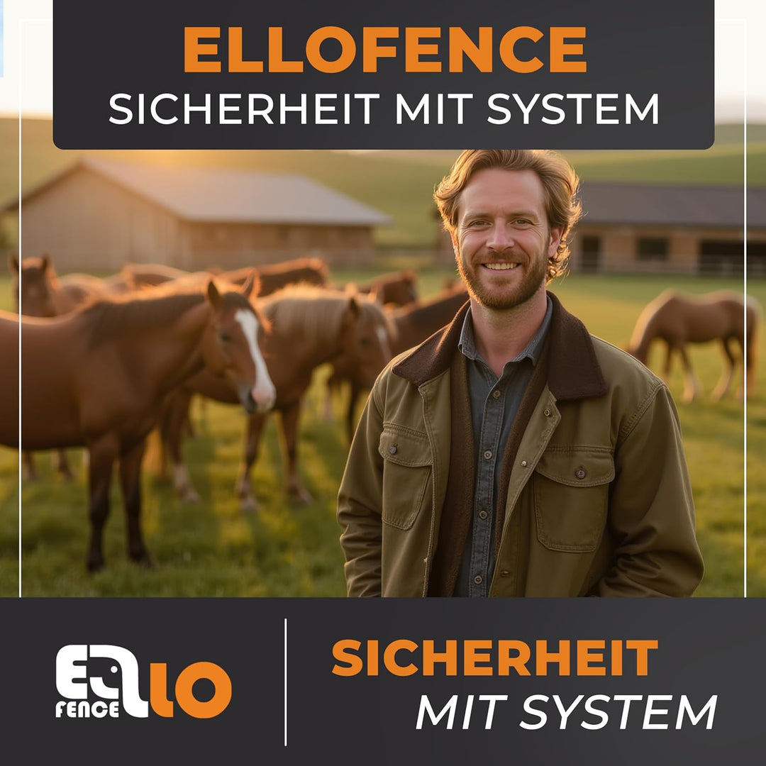 Ellofence Hobby Weidezaun Starterset komplett mit Weidezaungerät, Weidezaunlitze, Erdpfahl und Isola