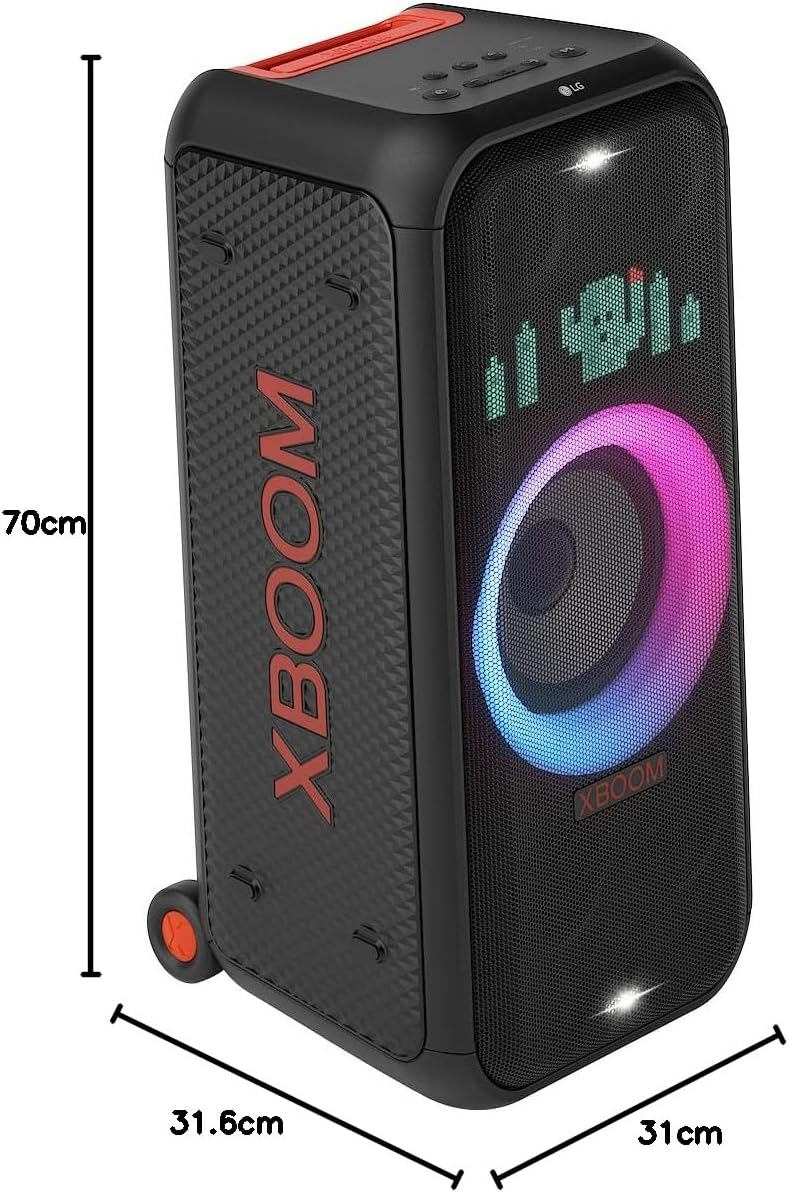 LG XBOOM XL7S, rollbares 2-Wege-Soundsystem (Karaoke- & DJ-Funktionen, Beleuchtung), Schwarz [Modell
