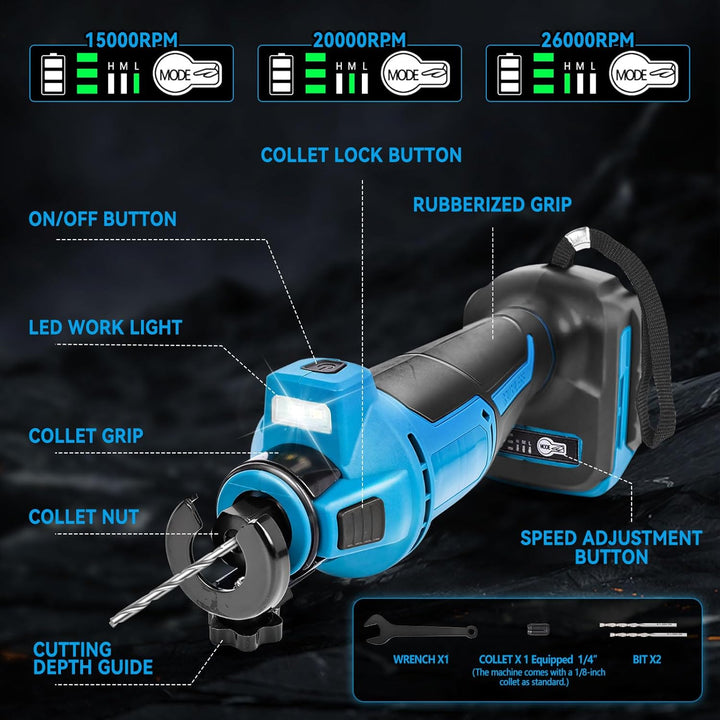 Akku Trockenbauschneider für Makita 18V, Bürstenloses Trennwerkzeug mit LED-Licht, Tiefenverstellbar