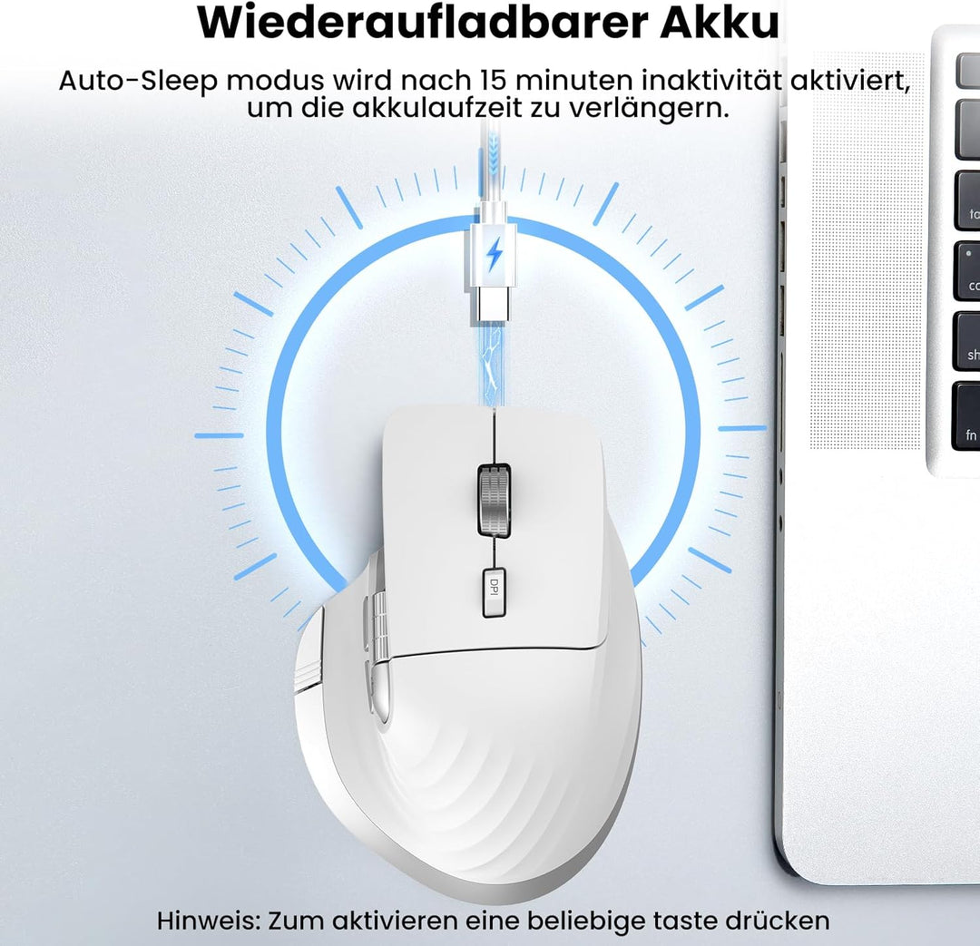 CITLLA Kabellose Bluetooth Maus,Wiederaufladbare,Geräuscharme Maus mit Multi-Device-Funktion,Einstel