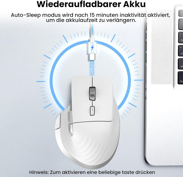 CITLLA Kabellose Bluetooth Maus,Wiederaufladbare,Geräuscharme Maus mit Multi-Device-Funktion,Einstel