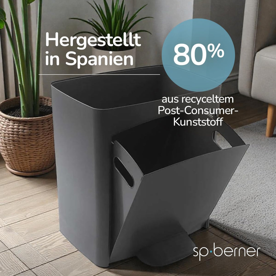 Müll- oder Recyclingbehälter 70L, VERTIKAL, 2 Fächer, Abfallbehälter, 76 cm, einfache Handhabung