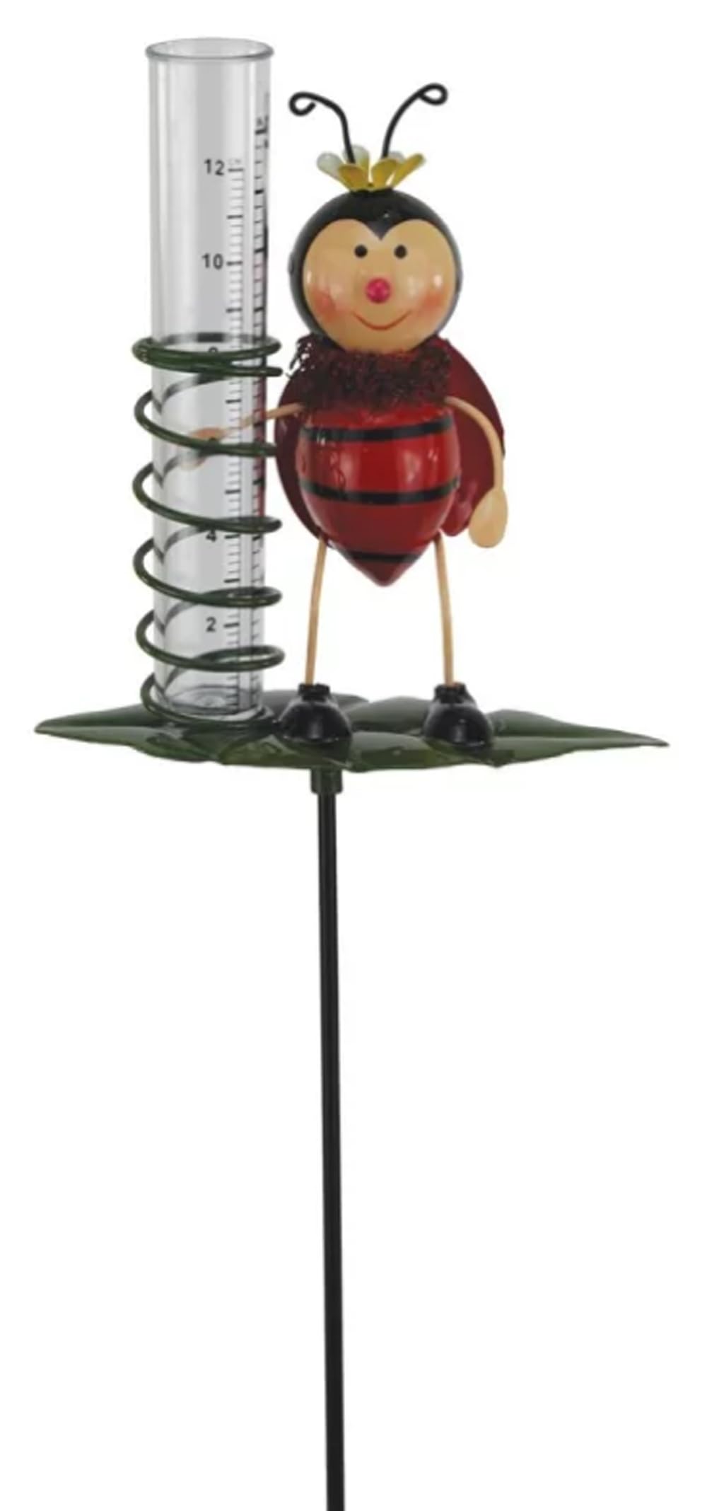 Regenmesser Gartenstecker Marienkäfer H:84 cm aus Metall - Deko Niederschlagsmesser Insekten Garten,