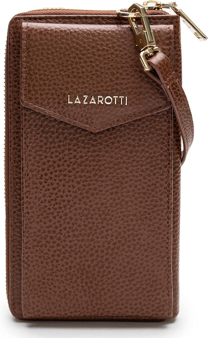Lazarotti Bologna XL Leder Damen-Geldbörse & Handytasche (2-in-1) | 16 Kartenfächer | zum Umhängen m