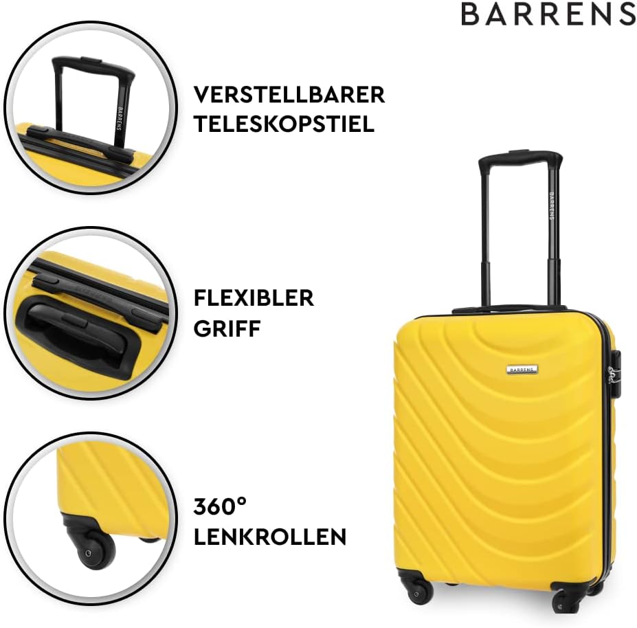 BARRENS Handgepäck 55x40x20 cm Kabinenkoffer | Kabinengepäck | ABS-Material | Chiffrierschloss Reise