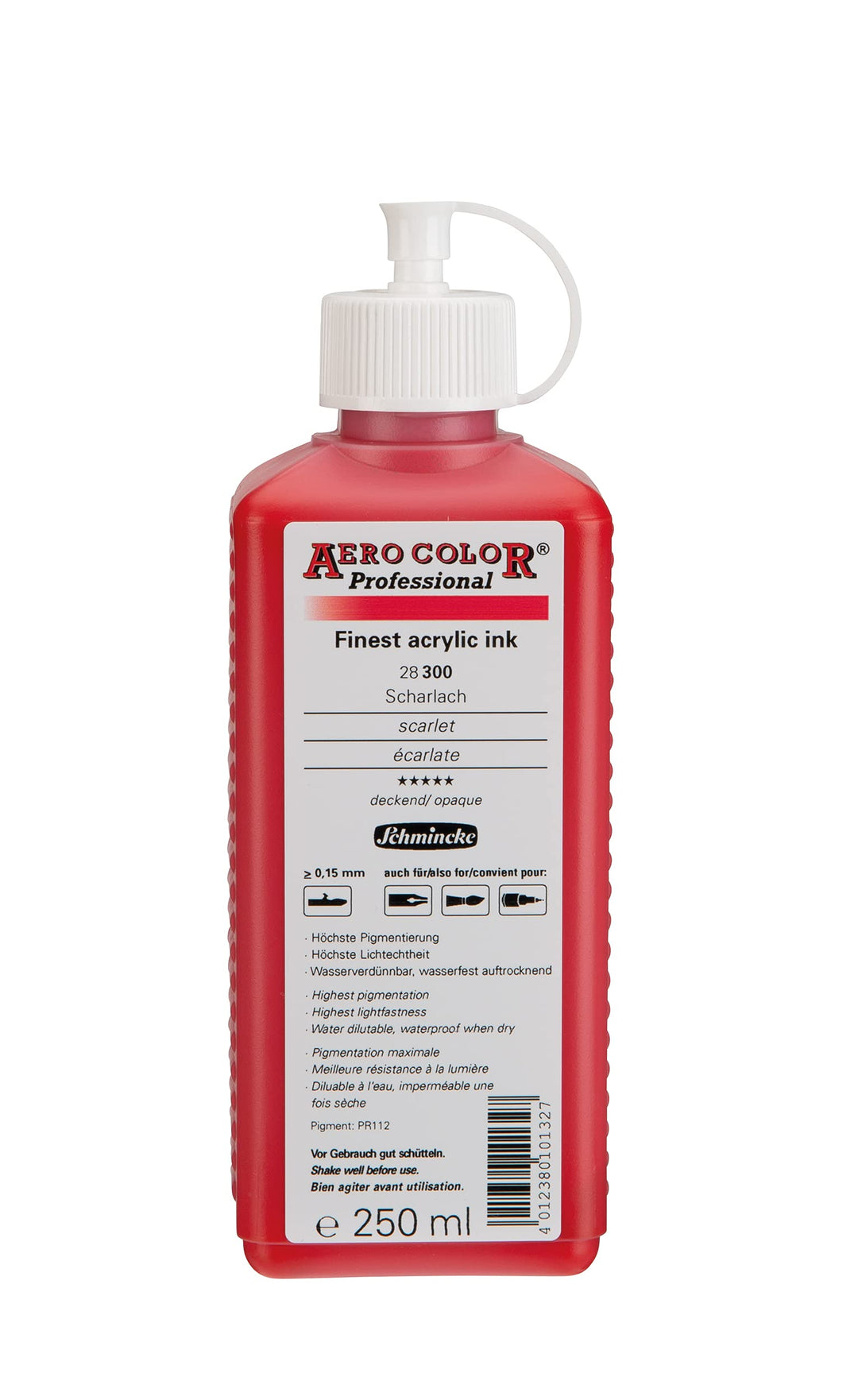 Schmincke - AERO COLOR Professional, Scharlach 250 ml, 28300027, feinst-flüssige, farbstarke Acrylfa