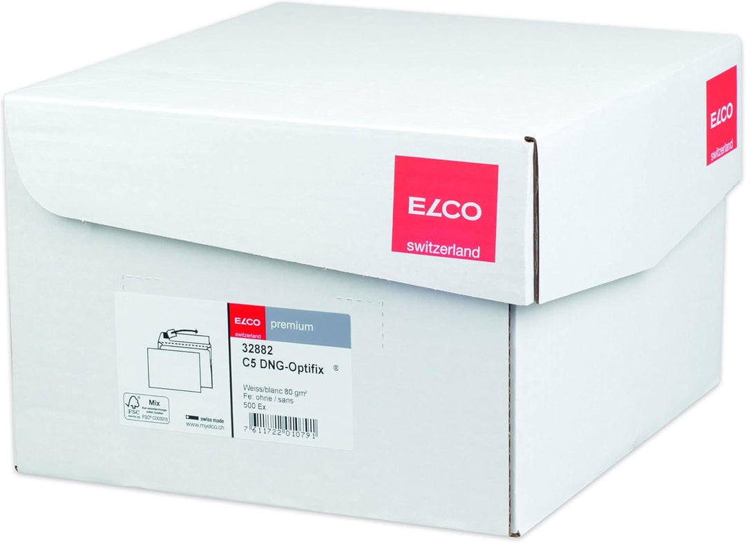 Elco 32882 Premium Briefumschlag, Innendruck vorhanden, C5, 229 x 162 mm, 80 g/qm, 500 Stück, hochwe