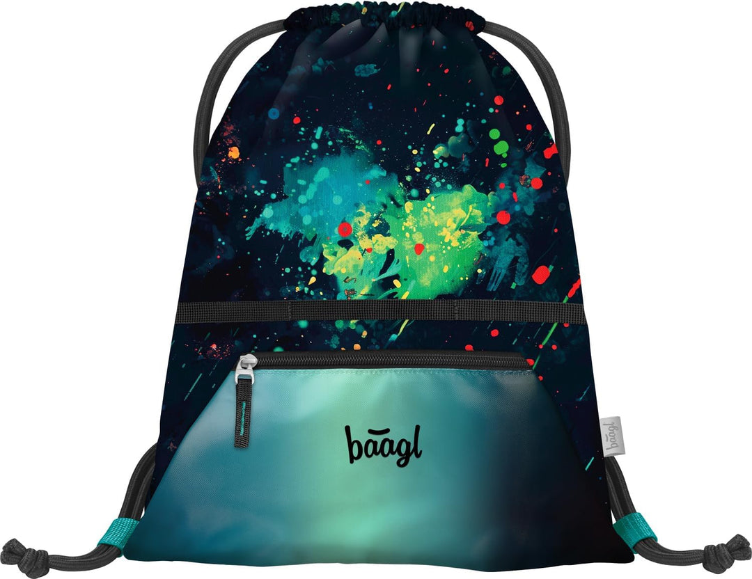 Baagl Schulranzen Jungen Set 5 Teilig (Airy Plus Schultasche für 1. Klasse, Mäppchen, Turnbeutel, Sc