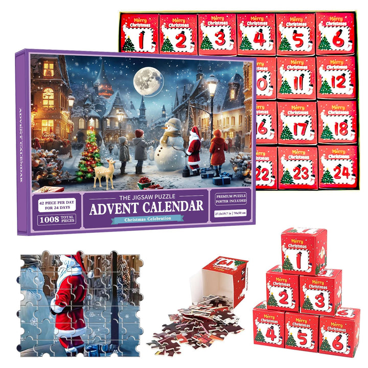 POPOYU Adventskalender 2025 Weihnachts Puzzle für Erwachsene Kinder,Weihnachtsgeschenke Weihnachts J