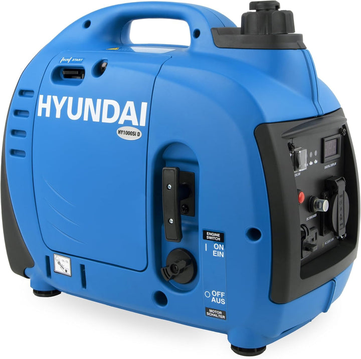 HYUNDAI Inverter Stromgenerator HY1000Si D, mobiler Notstrom-Generator, Notstromaggregat, 1 kW Strom