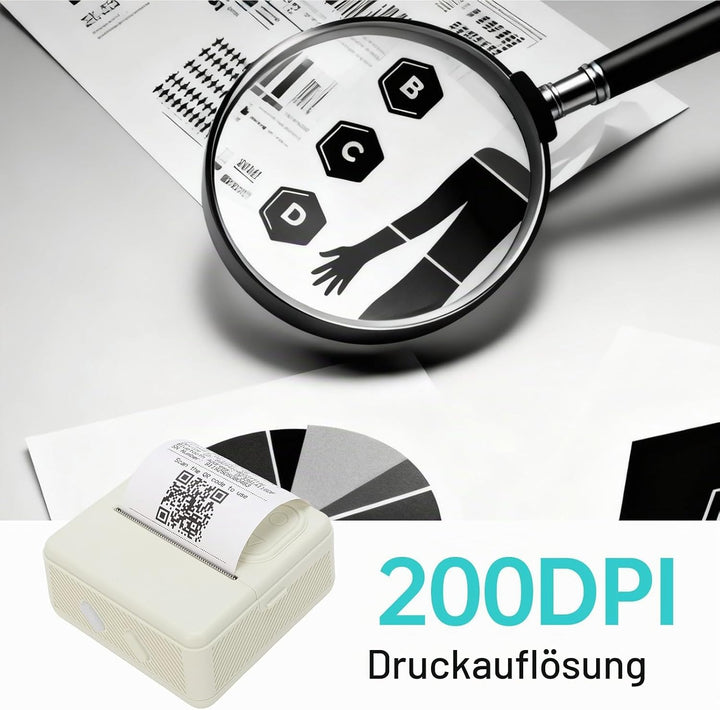 Bisofice Mini Drucker, Mini Fotodrucker für Smartphone mit 11 Rollen Druckerpapier, Bluetooth Sticke