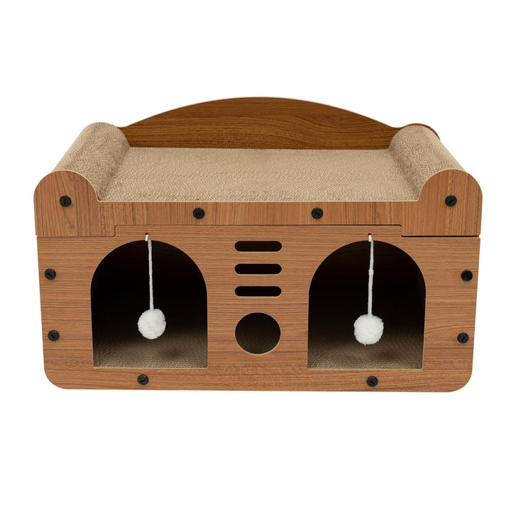 Kratzbrett für Katzen, 2 Schicht Kratzpappe Katzenhaus mit Höhle und Spielball, Kratzpad Lounge, Kat