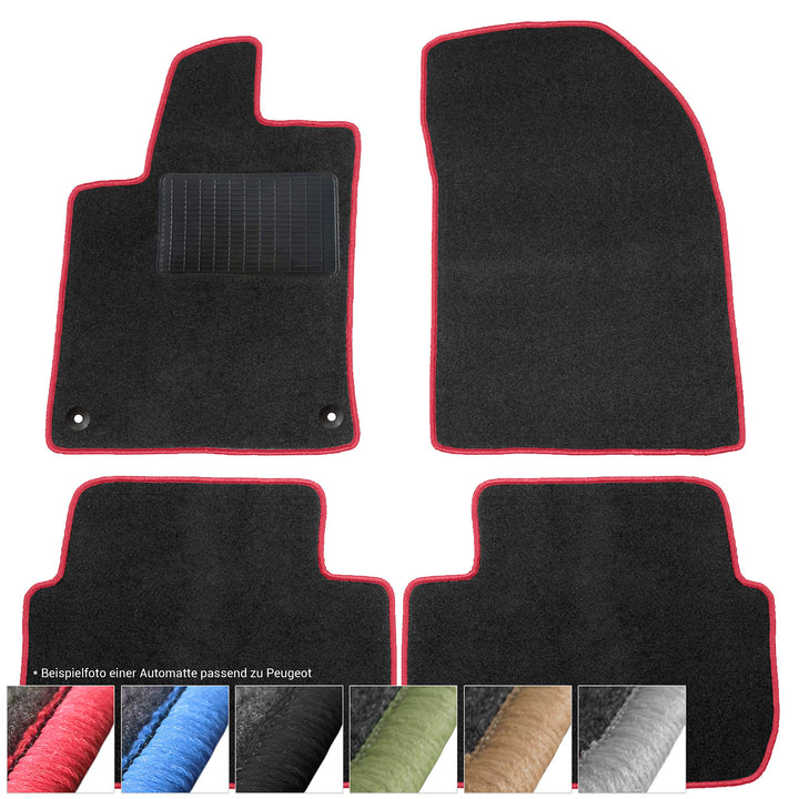 moto-MOLTICO Fussmatten Auto Velours Autoteppiche Schwarz Automatten Set 3-teilig passend für Peugeo