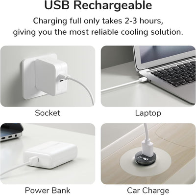 JISULIFE Handventilator, tragbarer kleiner Ventilator mit 3-Geschwindigkeiten, USB wiederaufladbarer