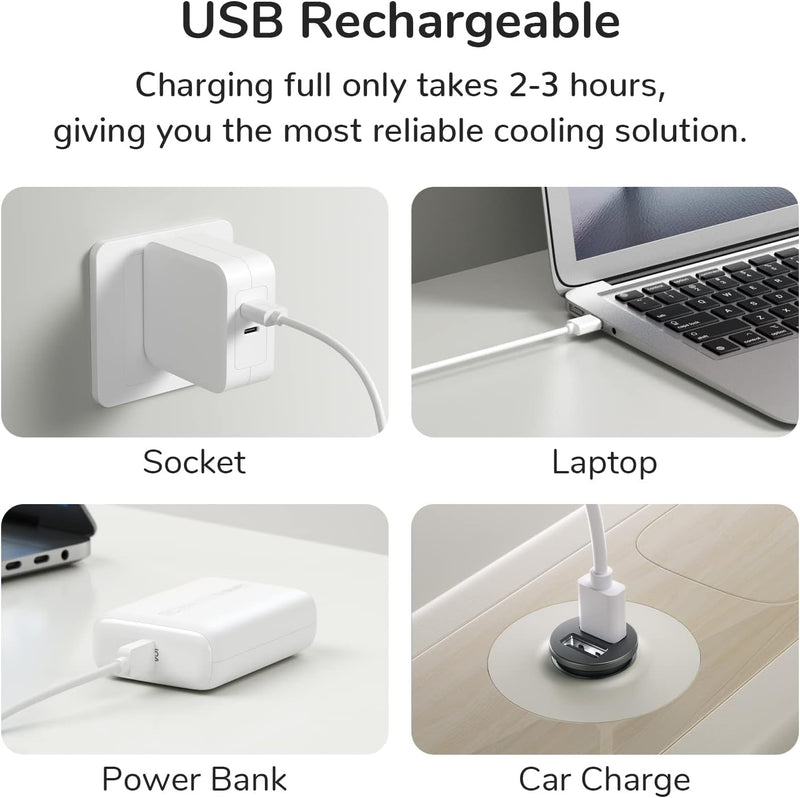 JISULIFE Handventilator, tragbarer kleiner Ventilator mit 3-Geschwindigkeiten, USB wiederaufladbarer