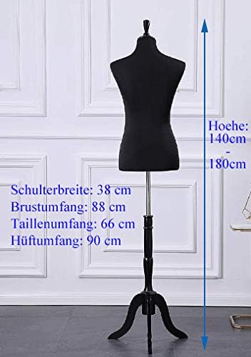 Schneiderpuppe Damenbüste Büste Torso Gr.36/38 | LW6016S-1 Klassisches Schwarz, Klassisches Schwarz