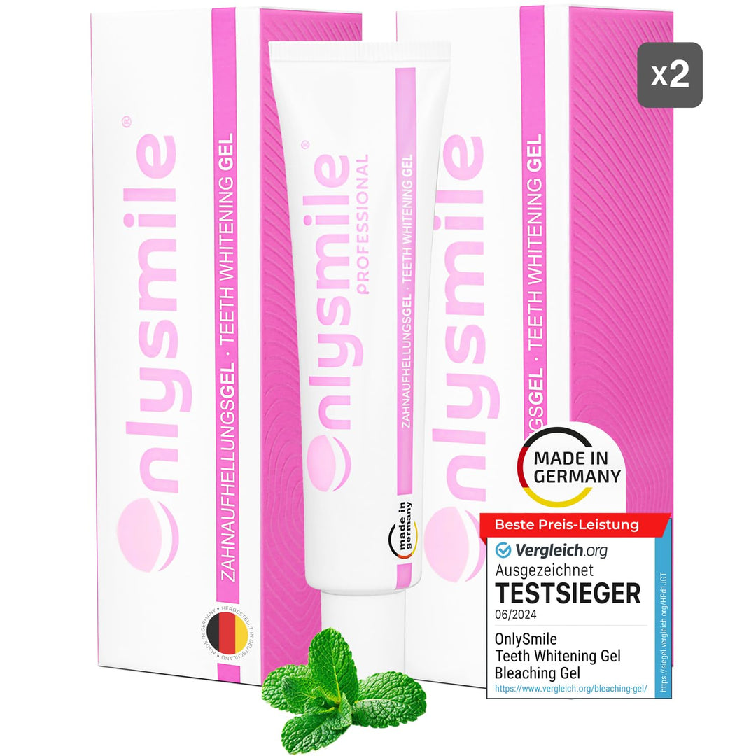 OnlySmile Doppelpack 2x Teeth Whitening Gel für weisse Zähne | Zahnaufhellung und Bleaching Gel mit