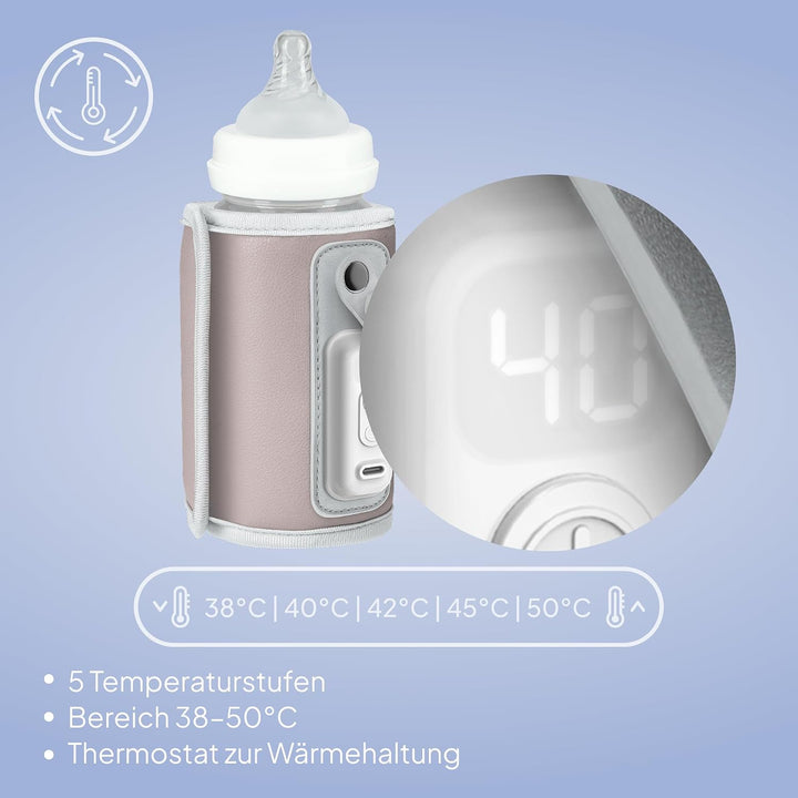 LIONELO Thermup Go Tragbarer Flaschenwärmer zur Temperaturhaltung, hält Wärme bis zu 24 h, 5 Tempera