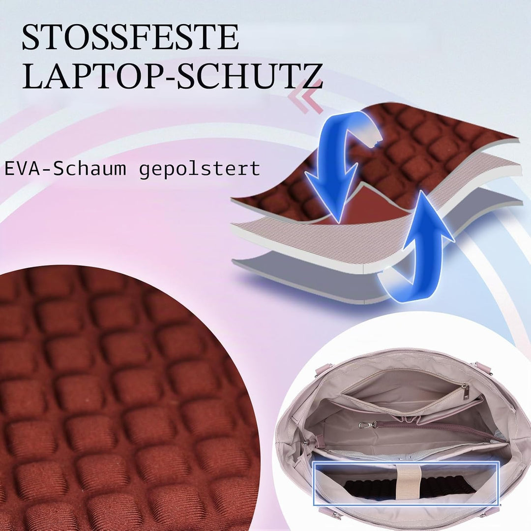 VX VONXURY Laptop Handtasche Damen Laptoptasche,15,6 Zoll Arbeitstasche Shopper Umhängetasche Lehrer