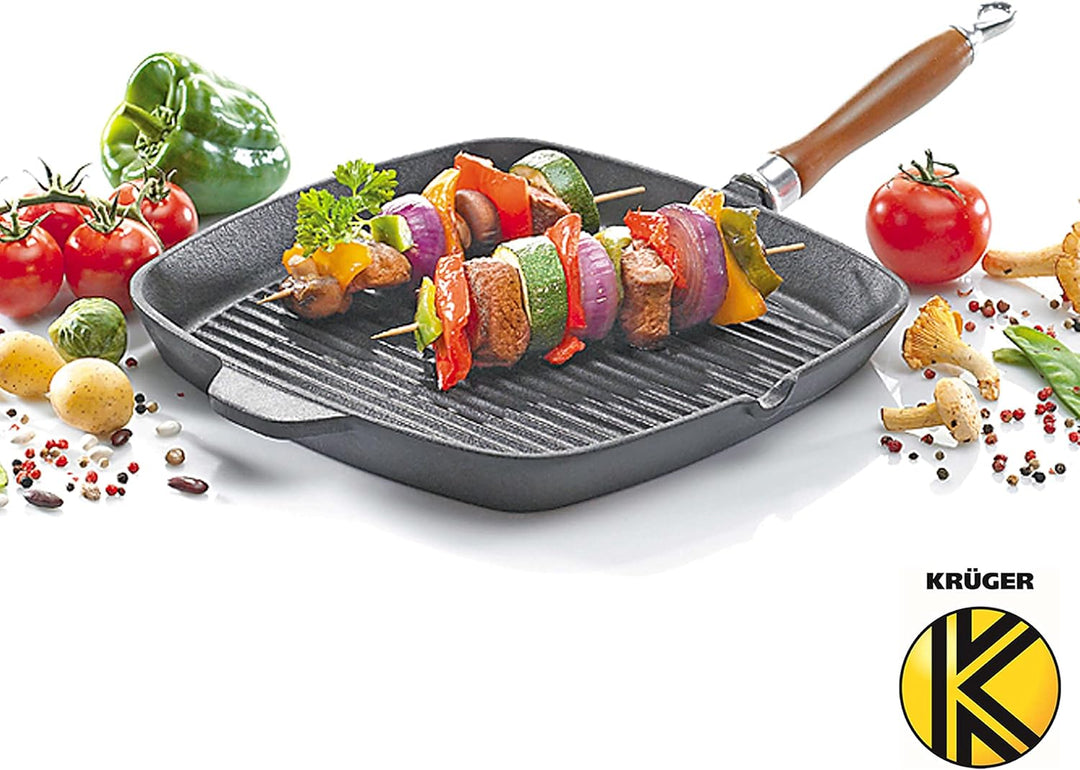 Eisenguss-Steakpfanne Rustica mit Rillenboden, 28 x 28 cm, Schwarz Rustica 28 x 28 cm Schwarz, Rusti