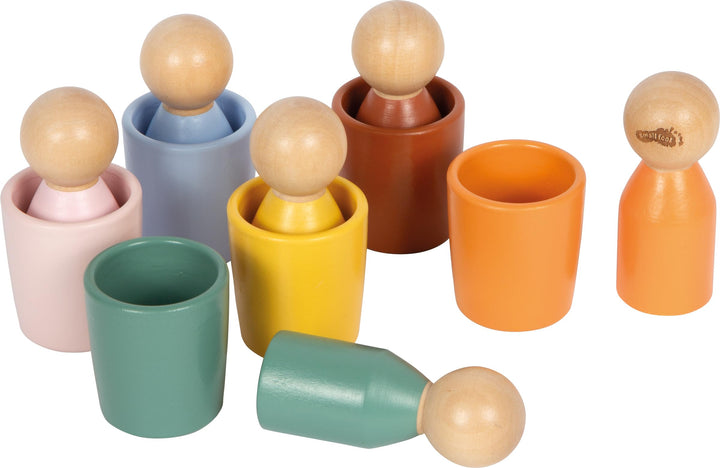 small Foot Montessori Sortierbecher mit Figuren, aus FSC® 100%-zertifiziertem Holz, Sortierspiel mit