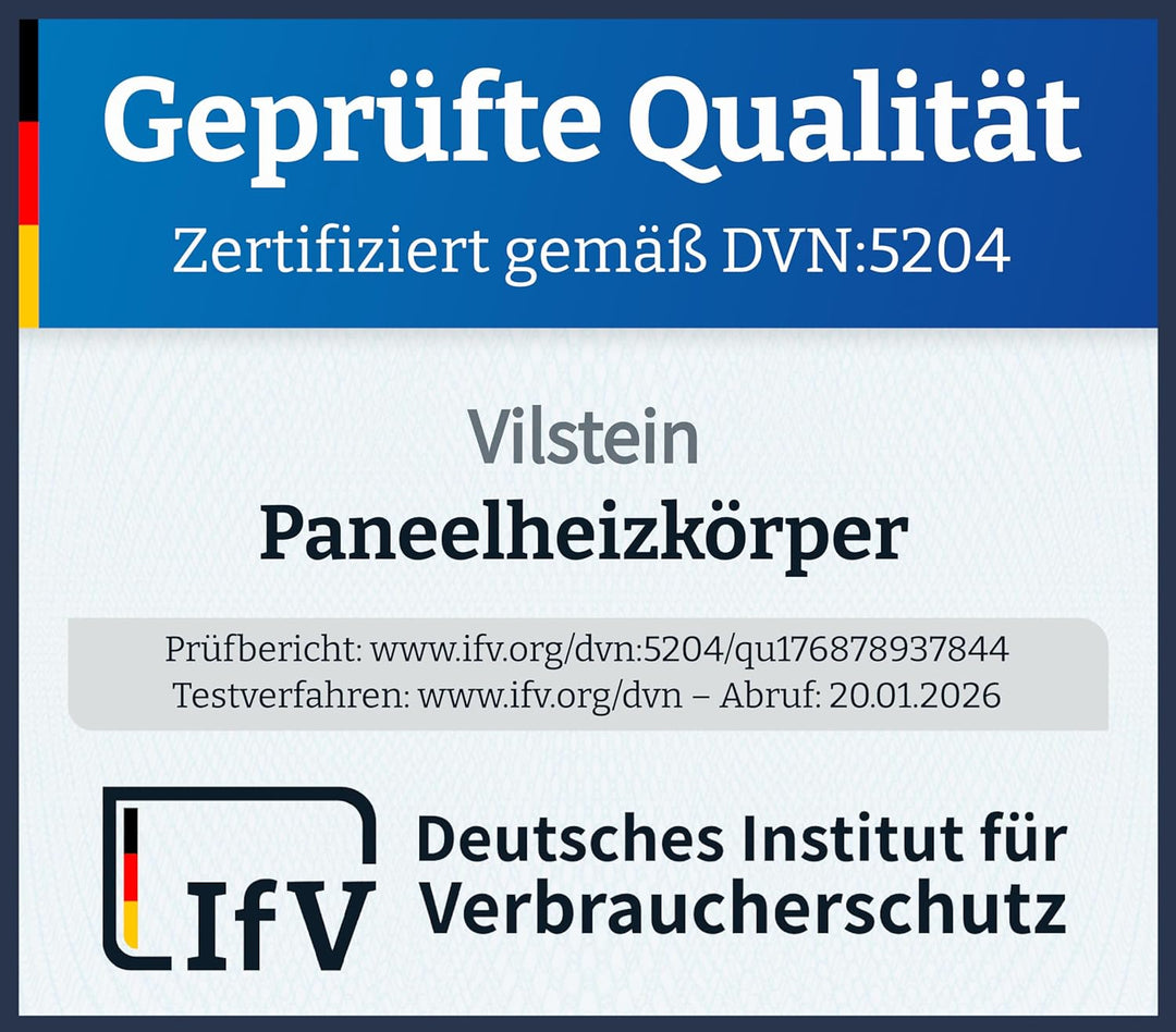 VILSTEIN Design Heizkörper Flach, Flachheizkörper, Paneelheizkörper, Wandheizkörper, Mittelanschluss