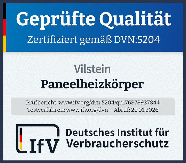 VILSTEIN Design Heizkörper Flach, Flachheizkörper, Paneelheizkörper, Wandheizkörper, Mittelanschluss