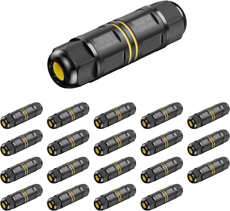 ledscom.de Kabelverbinder, wetterfest, IP68, Muffe für 5-12mm Kabel-Durchmesser, 20 Stk.