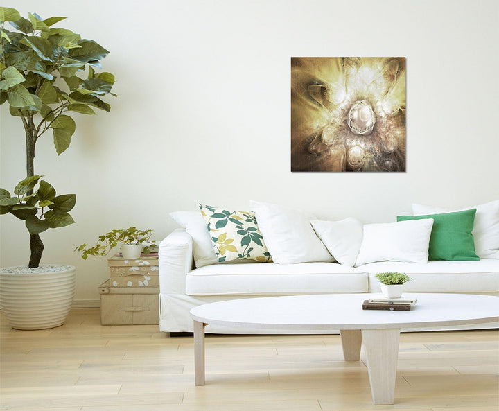 Paul Sinus Art Kunstdruck Abstrakt411_60x60cm Leinwandbild Braun Beige - Seelenreigen - XXL fertig a