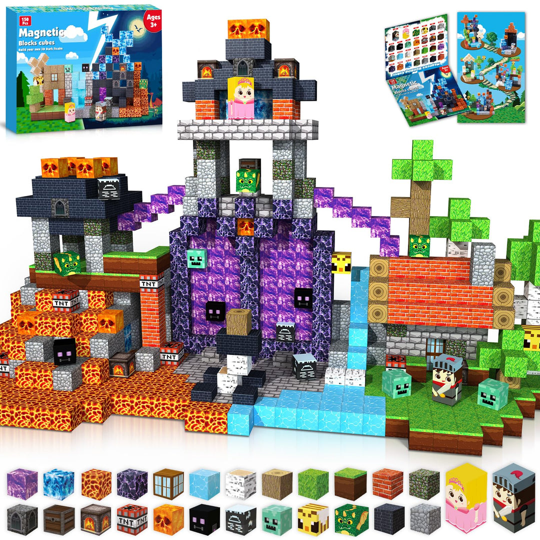 Magnetische Bausteine 150 Teile Magnetic Blocks Bauen Dark Forest Hell Castle Magnetspielzeug für Ge