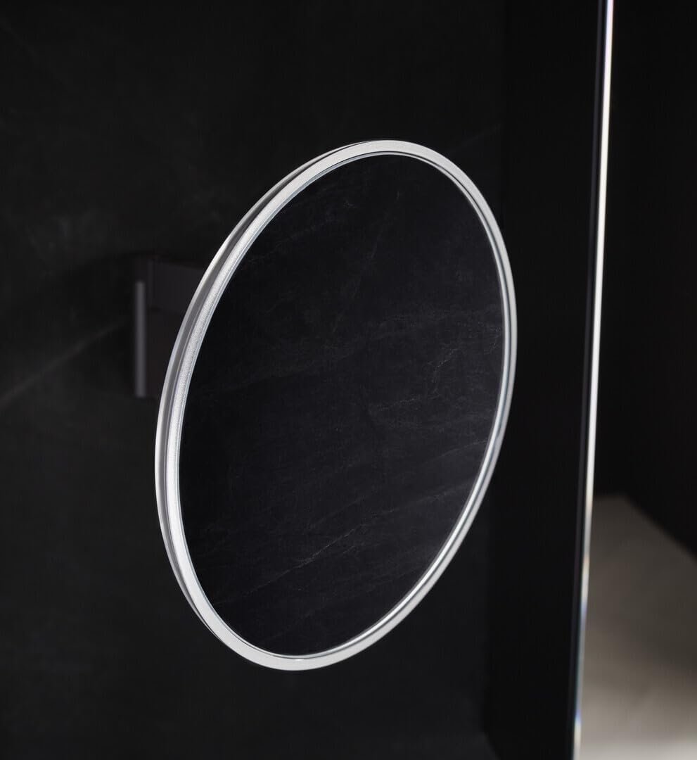 Emco LED Rasier- und Kosmetikspiegel, Wandmodell, Doppelgelenkarm, Vergrösserung 5- Fach, rund, Spir