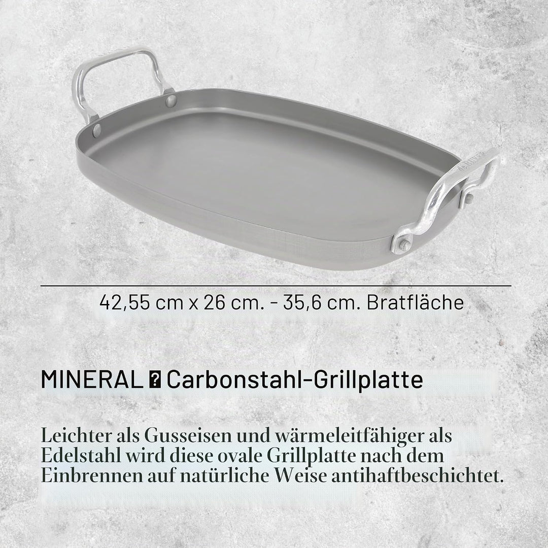 De Buyer 5640.01 Plancha glatt, Stahl, grau, 43 x 26 x 11,49 cm