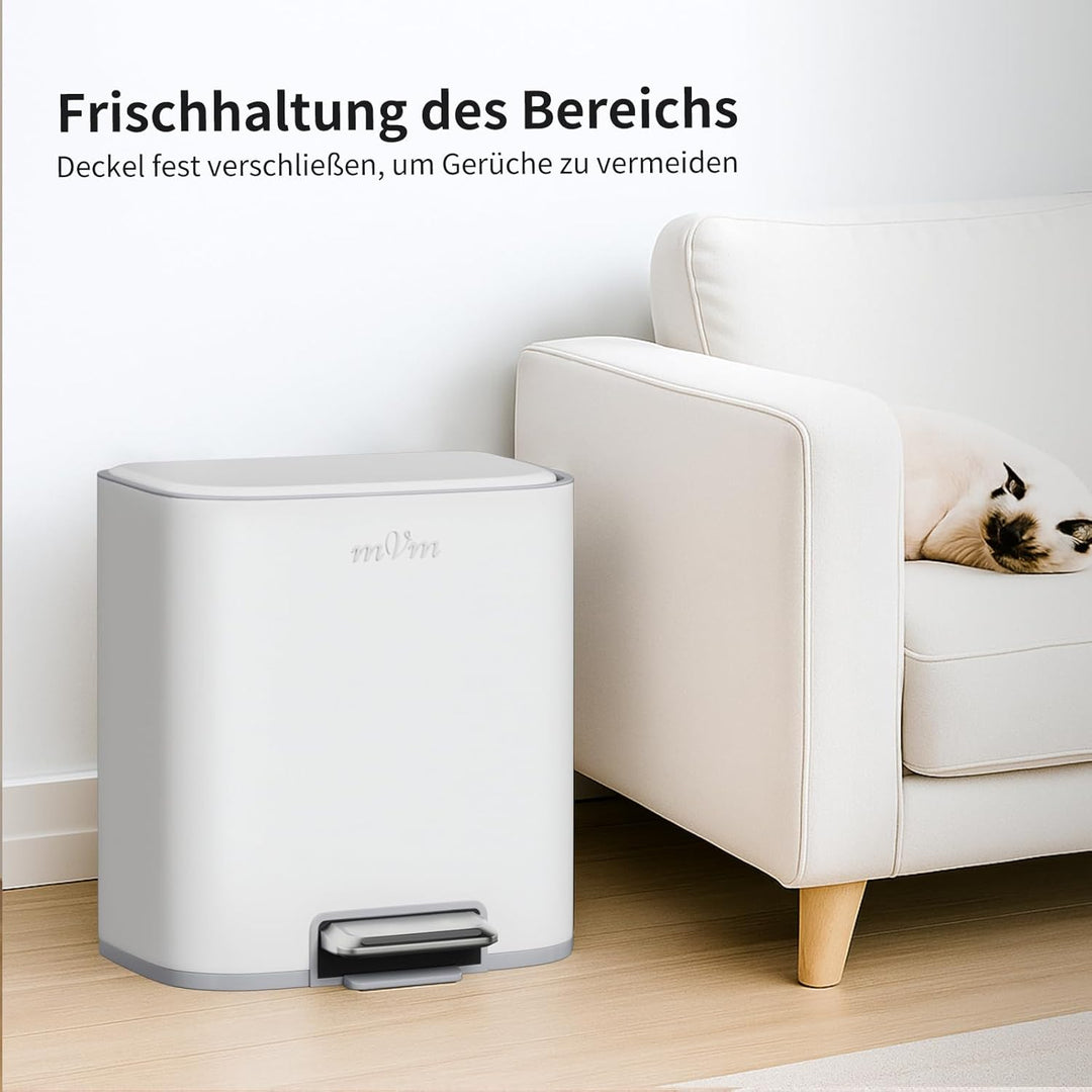 mVm Mülleimer Küche,20 Liter Abfalleimer mit Pedal,Treteimer mit Inneneimer aus Kunststoff,Tretmülle