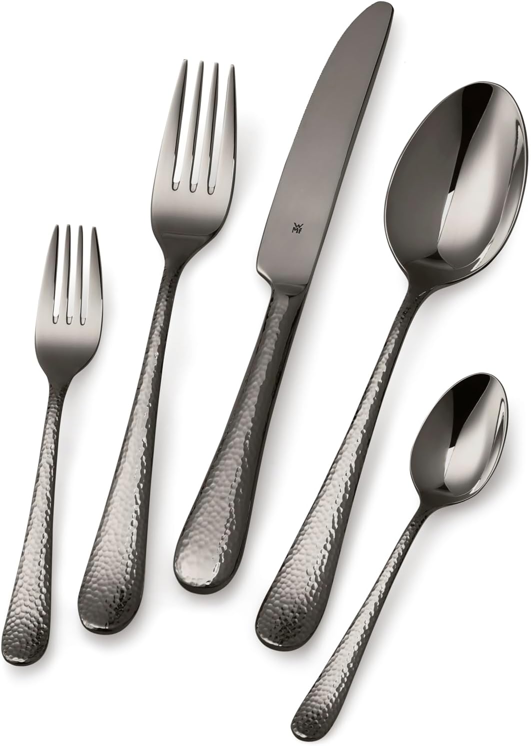 WMF Sitello Besteck Set 6 Personen, Midnight-Edition, Essbesteck Set 30 teilig, Monobloc-Messer, Cro