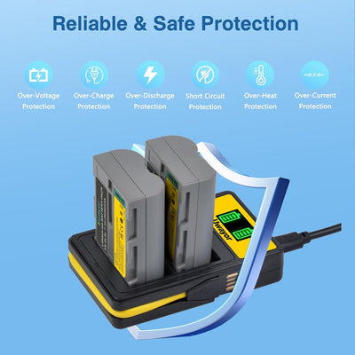 Uwayor EN-EL3e Kamera Akku 2600mAh Ladegerät Set Ersatz Akku Kit USB Dual Slot Batterien Ladegerät f