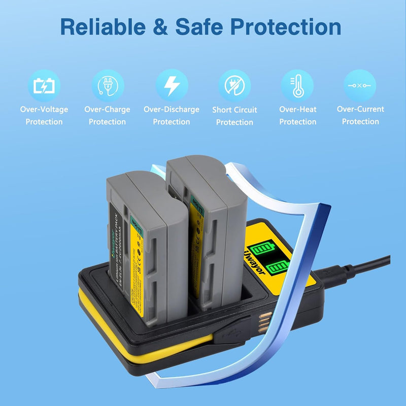 Uwayor EN-EL3e Kamera Akku 2600mAh Ladegerät Set Ersatz Akku Kit USB Dual Slot Batterien Ladegerät f