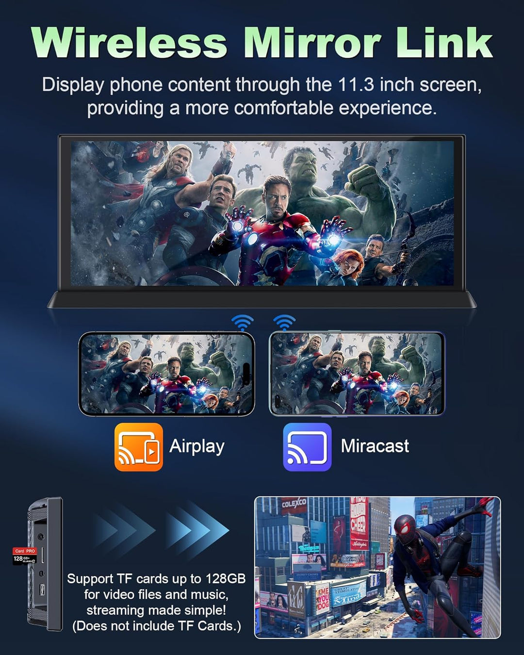 Exklusivität 11,3 Zoll Carplay Android Auto Display mit Stabile Halterung, Wireless Car Play Bildsch