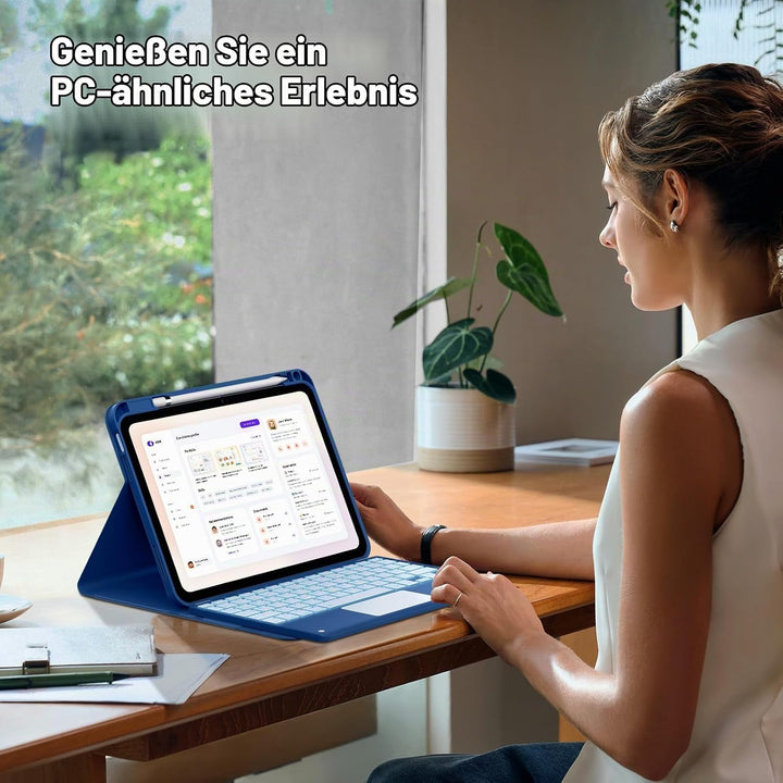 MoKo Touchpad Hülle mit Tastatur für iPad (A16) 11/10 Generation (11/10.9 Zoll) 2025/2022 mit Stifth