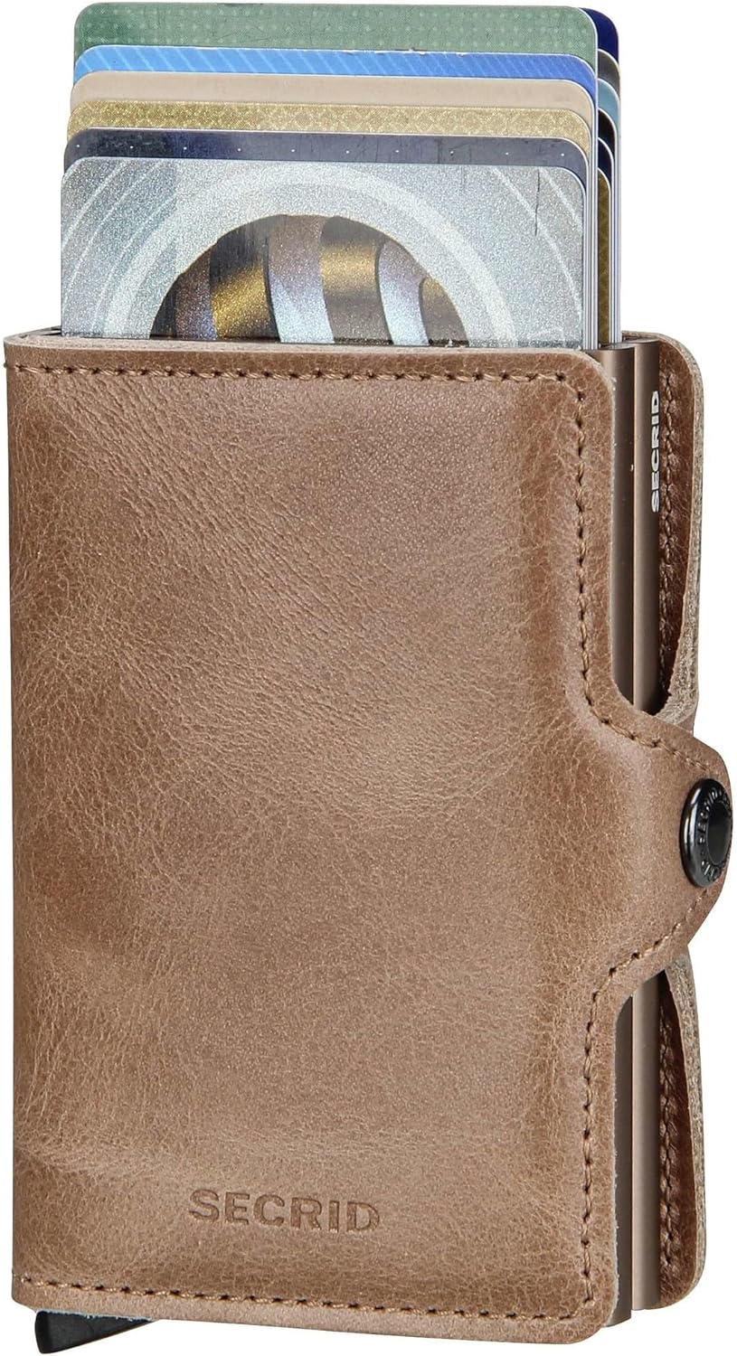 Bric's Doppelbrieftasche aus Leder in Vintage-Optik Taupe, Taupe