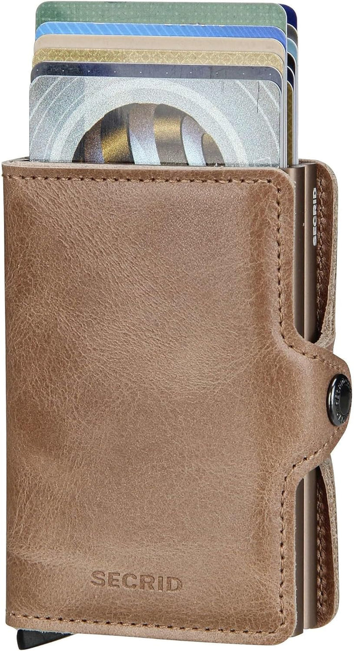 Bric's Doppelbrieftasche aus Leder in Vintage-Optik Taupe, Taupe