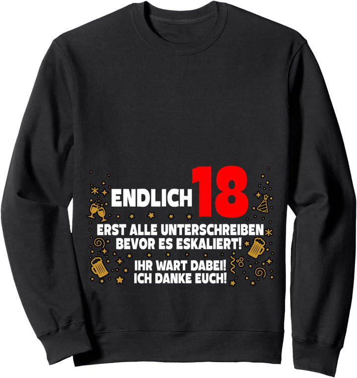 Endlich 18 Gästebuch zum Unterschreiben 18. Geburtstag Sweatshirt