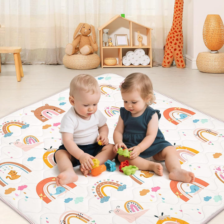 Krabbelmatt Baby 127x127cm,Faltbar Spielmatte Baby,Weiche Dicke Krabbeldecke maschinenwaschbare für