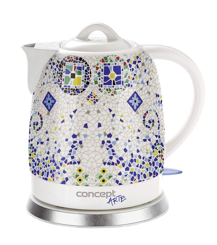 CONCEPT rk0020 Wasserkocher, Ceramic, 1.5 liters, Weiss + Muster