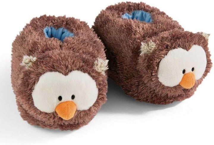 NICI 48934 Eule Oscar Grösse (M) 34-37 braun-Nachhaltige warme Kuscheltier Hausschuhe für Jungen und